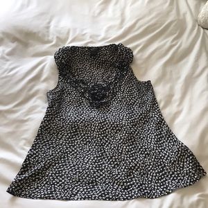 Black and white polka dot ruffle tank size large